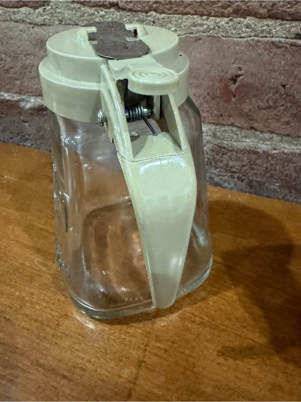 Glass Syrup Dispenser - vintage style tan top